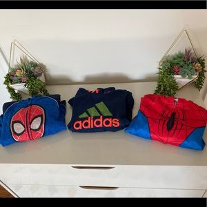 🚨 FINAL OFFER 🚨- Marvel Spider-Man & Adidas hoodies - lot of 3 - Size 6 boys
